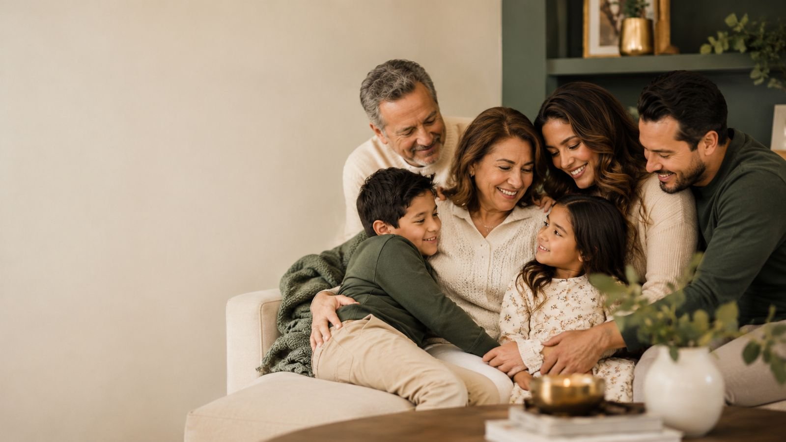 Familia hispana junta al aire libre